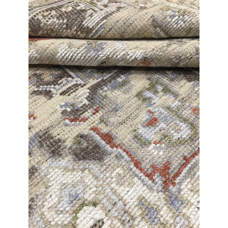 Tapis beige noué à la main, Rectangle de 2 pi x 3 pi