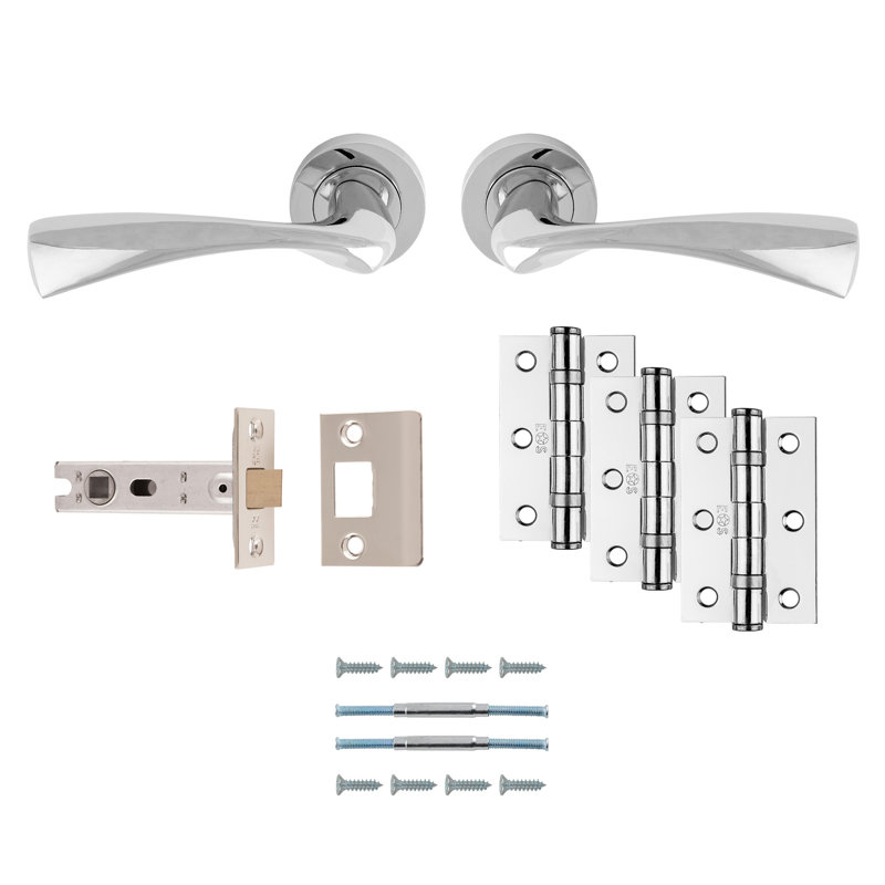 Sintra Latch Door handle Pack, Polished Chrome