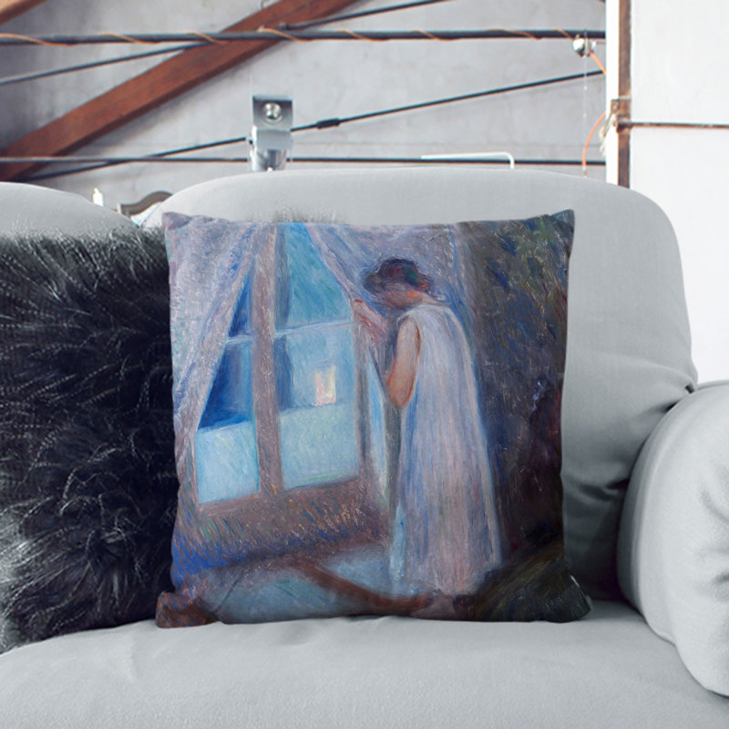 The Girl Square Throw Cushion, Stone, 55cm H x 55cm W x 20cm D