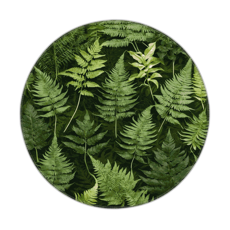 Tapis d'intérieur et d'extérieur vert Nature, Rond 5 pi
