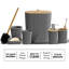 Ensemble complet d'accessoires de salle de bain 6 pièces avec accents en bambou, poubelle et brosse de toilette inclus-131453895