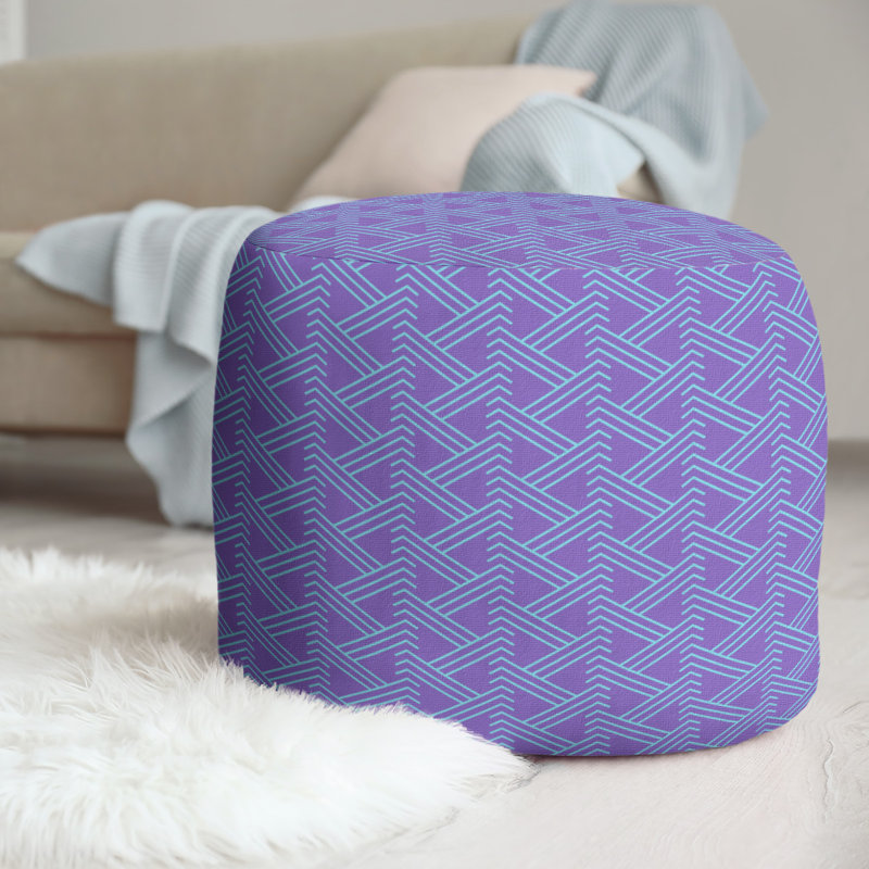 Upholstered Pouf, Purple/Teal