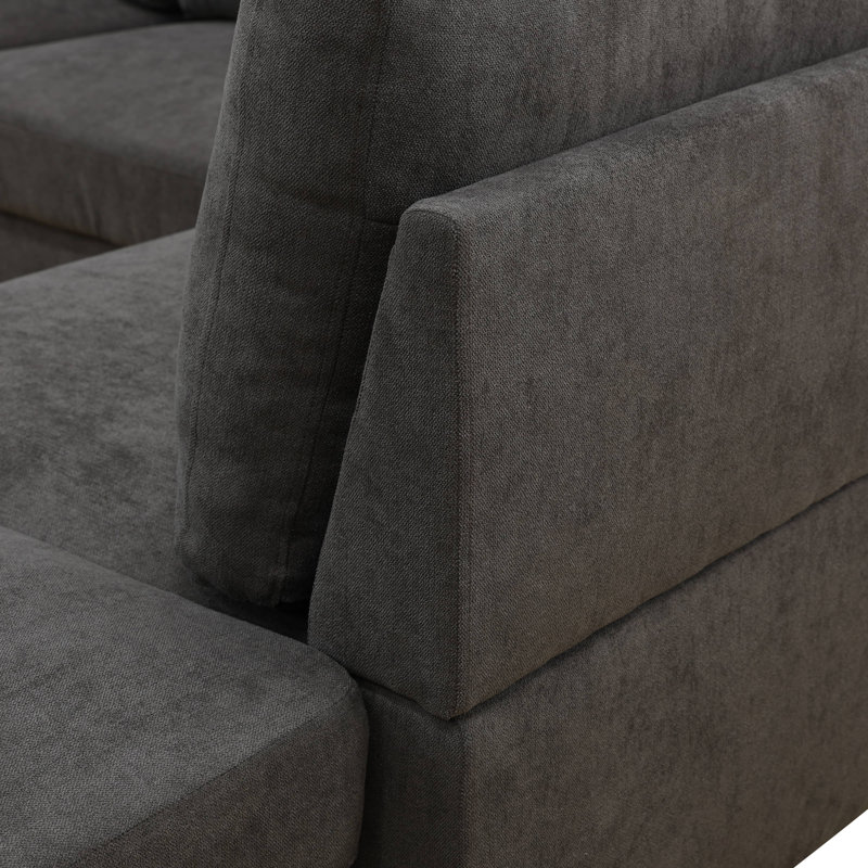 Airica 8-pieceModular Reversible Sectional with Ottoman, Brown Polyester Blend
