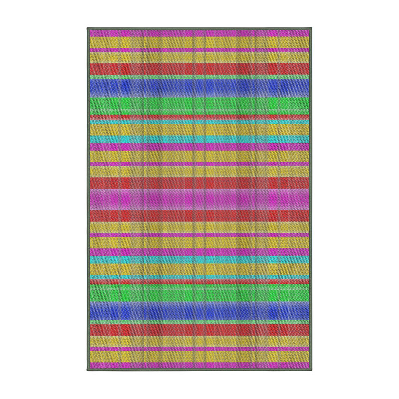 Tapis décoratif jaune rayé radabrire, Rectangle 5 pi x 8 pi