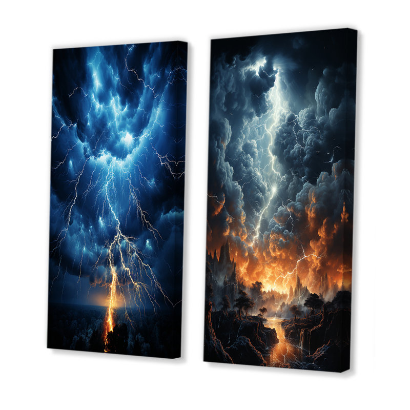 «Lightning Dynamic Illumination» - 2 pièces, Toile tendue, H 32 po x l 32 po
