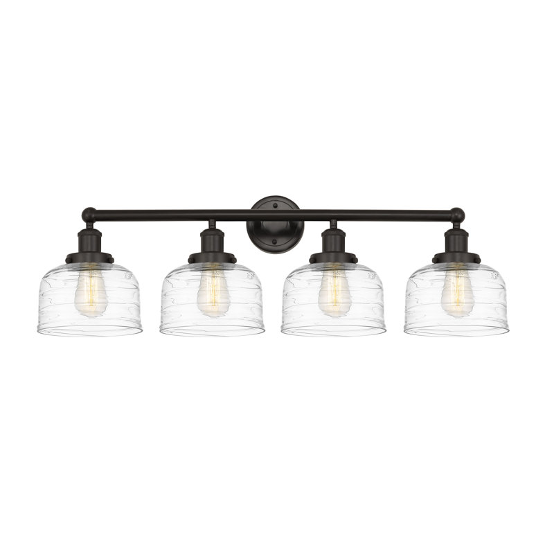 Éclairage pour meuble-lavabo à 4 lumières à intensité variable Annagene, Tourbillon déco transparent, Bronze huilé