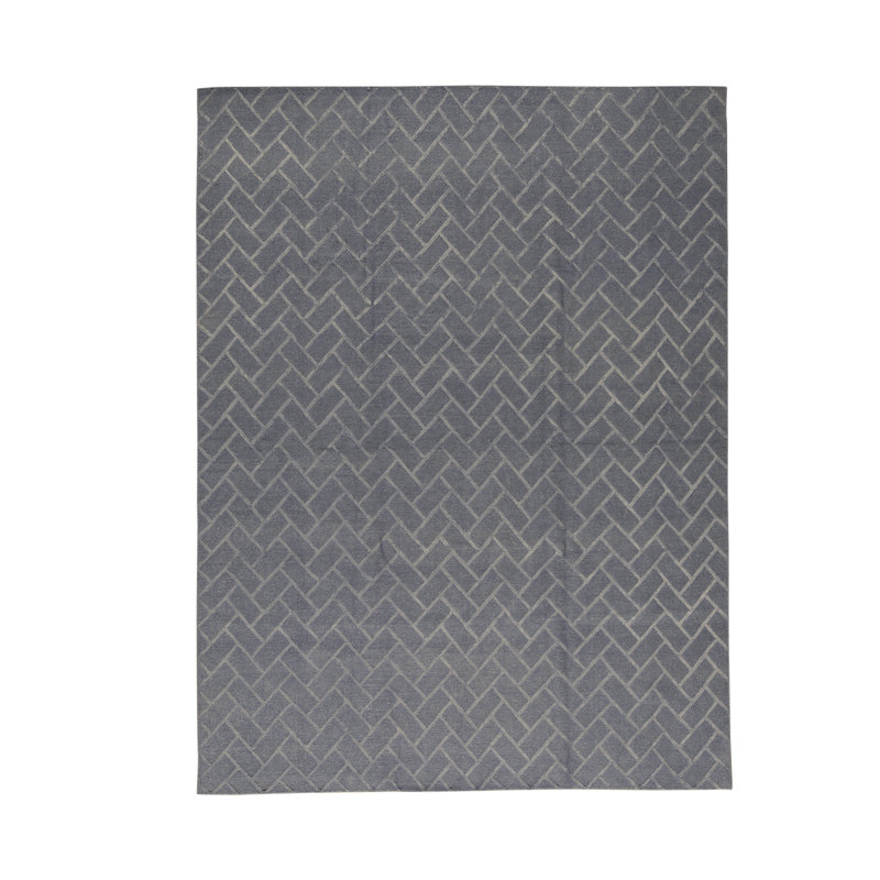 Himalayan Cotton Geometric Area Rug in Blue