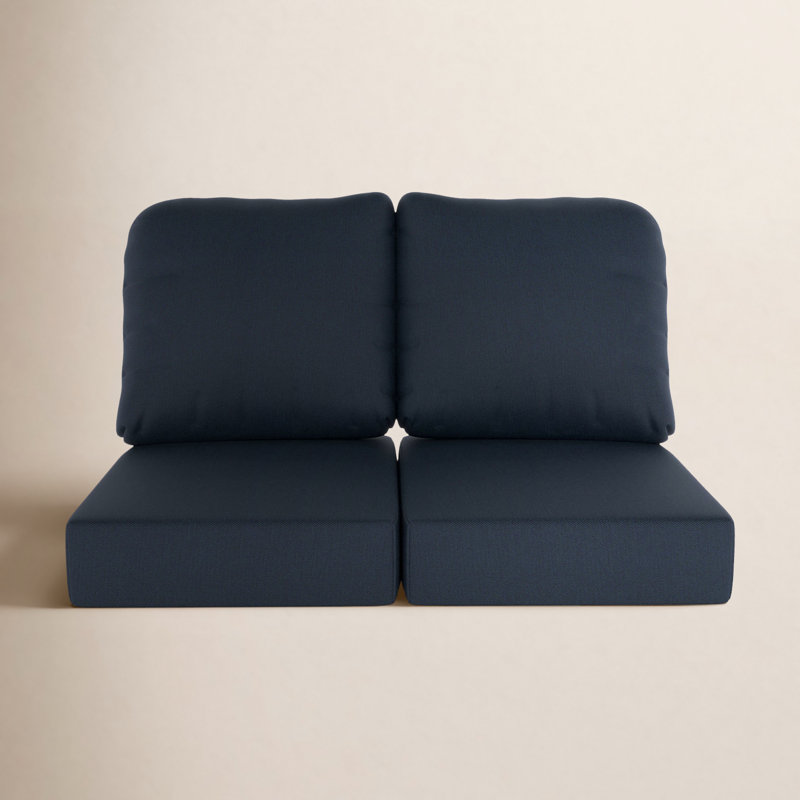 Amala Sunbrella® Indoor/Outdoor Loveseat Cushion, Canvas Navy Sunbrella® Canvas