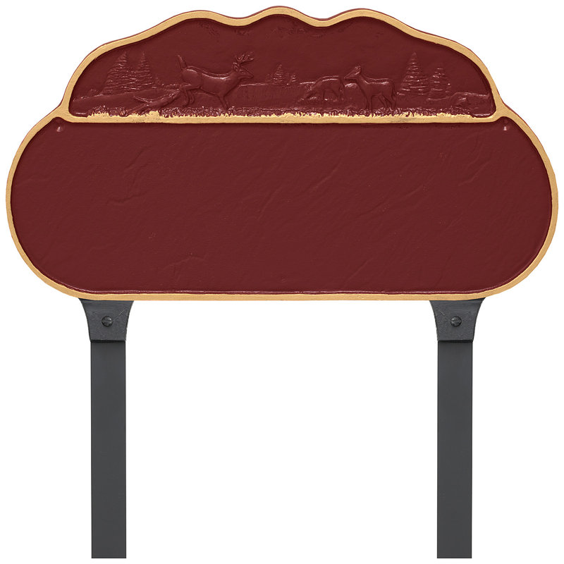 Enseigne d’adresse pour pelouse sur 1 ligne, Rouge brique / Or, Oui