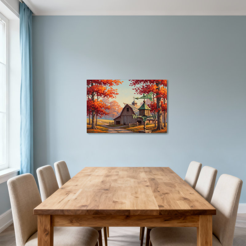 Paysage et nature Scène de grange d'automne avec girouette, H 28 po x l 40 po