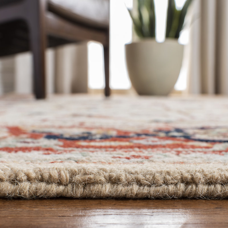 Hollander Hand-Hooked Wool Red Area Rug, Runner 2'6" x 12'