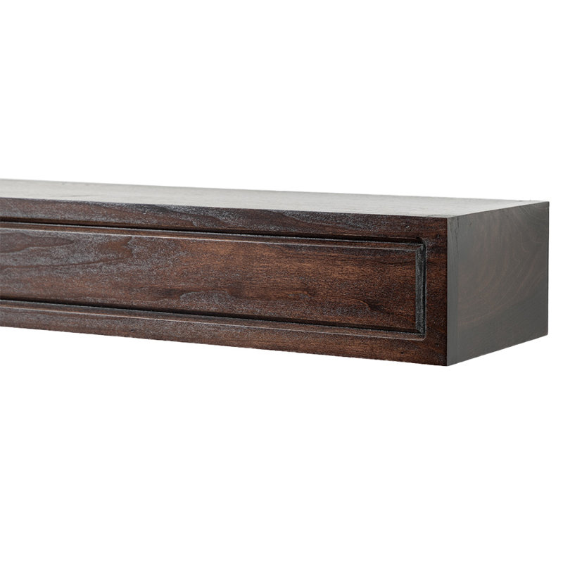Lotta Wood Fireplace Mantel Shelf - Simple Transitional Design with Grooved Picture Frame Details, 48", Chocolate Stain