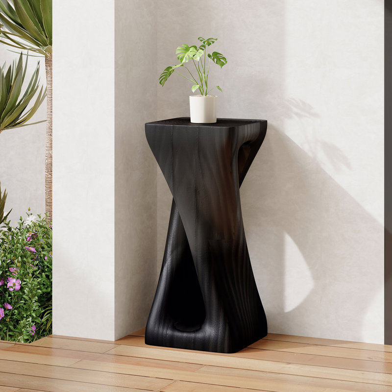 Esdert MGO Twist Shape Side Table, Black, 26.8" H x 12.5" W x 12.5" D