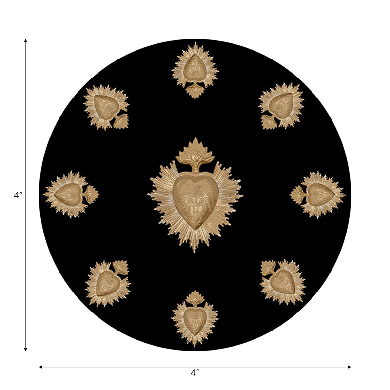 Ex Vote Orange Vegan Leather Round Coasters, Black