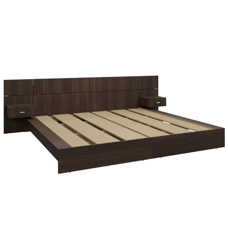 Modern Kaphan Bedroom - Platform Bed with Headboard and Nightstands (2) – Easy Assembly, No Box Spring Required, Expresso
