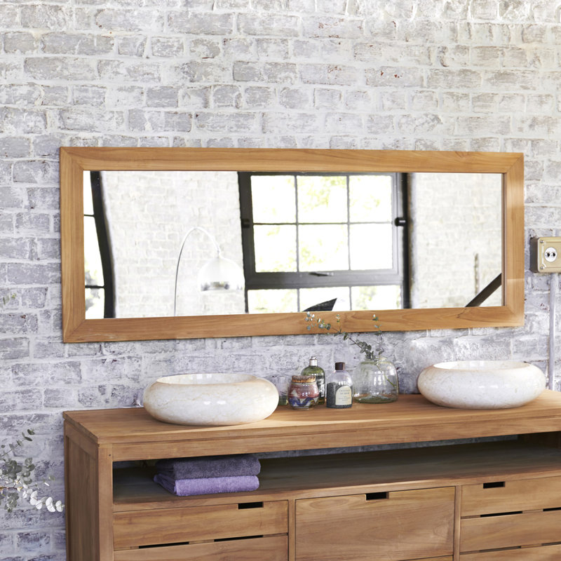 Tona Wood Wall Mirror, 60 cm H x 160 cm W x 2 cm D
