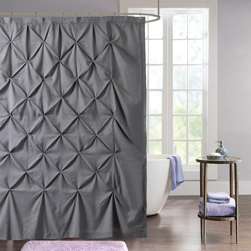 Rideau de douche décoratif en tissu 72 po x 72 po Decorah Pintuck, Gris