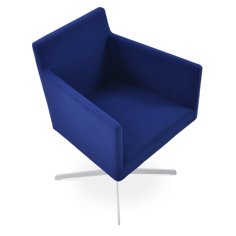 Chaise avec accoudoirs pivotants Harpoint 4 Star, Noir, Laine bleu royal Camira