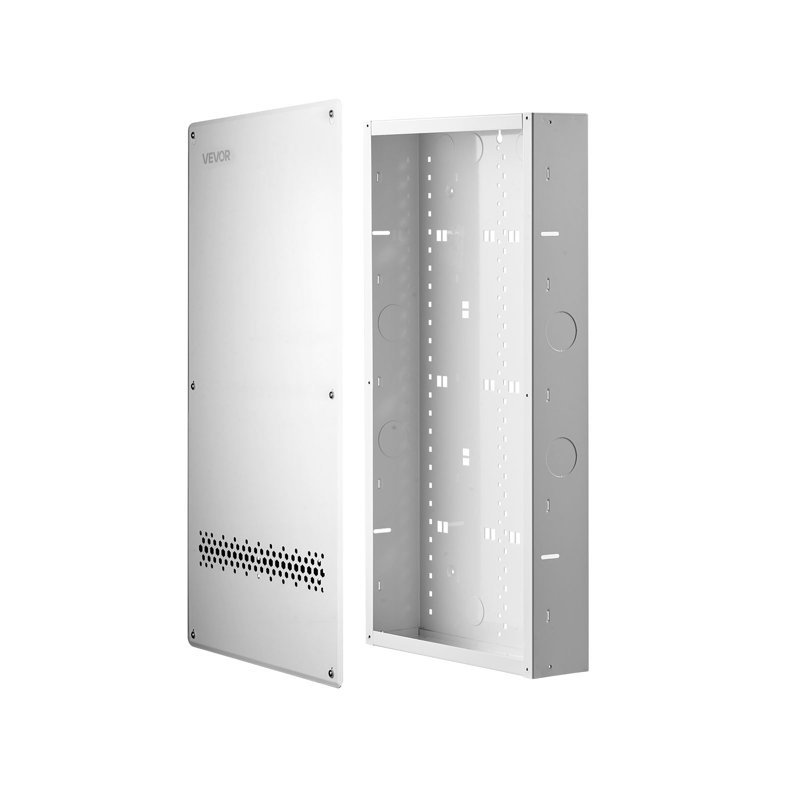 Structured Media Enclosure 28-Inch In-Wall Box with Screw-On Cover, Cable Management Network Box, Cold-Rolled Steel, Recessed Electrical Wiring Cabinet, with Knockouts, Flush or Surface Mount