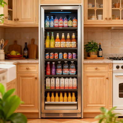 428L Built-in Beverage Refrigerators & Coolers with Right Swing Door, Stainless Steel Construction & UV-Protected Glass Door