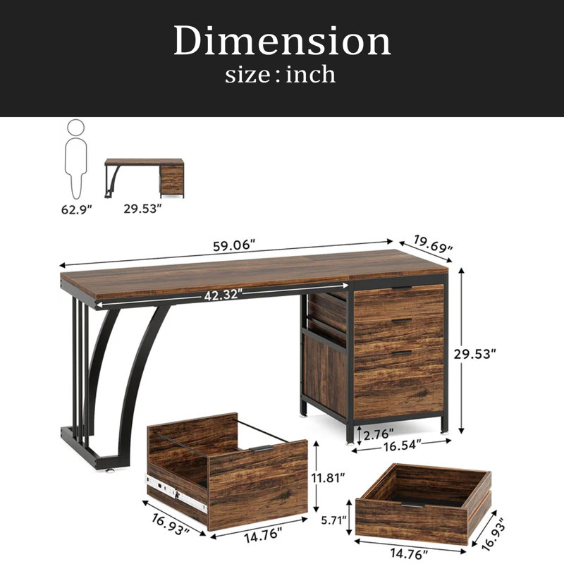Bureau extensif, bureau d'ordinateur, bureau d'écriture élégant