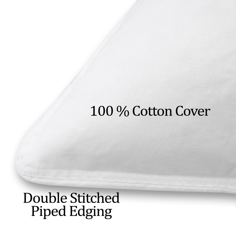 Premium Cotton Bed Pillows for Sleeping, Down & Feather Blend Fill, 2-Pack - King Size, King