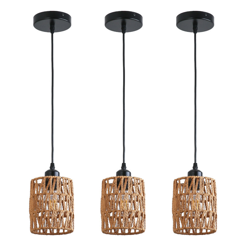 3 pièces de luminaires suspendus tissés pour plafonniers lustres pour salle à manger