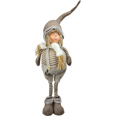Figurine de Noël de style nordique 26 po gris et brun debout