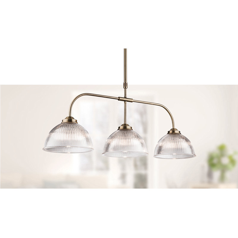 Pendants 3 - Light Antique Brass Kitchen Island Pendant