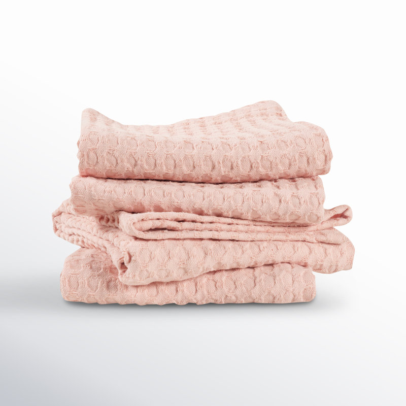 Estero Cotton Waffle Dish Cloth Kitchen Towel, Blush