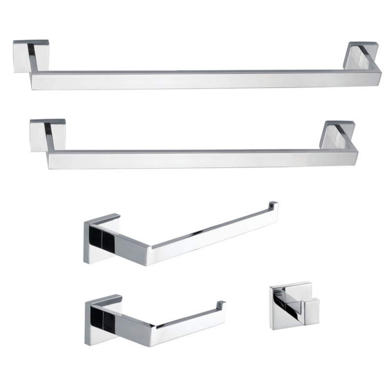 Ensemble de quincaillerie de salle de bain 5 pièces Markus, Chrome poli