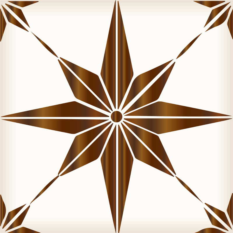 Brown and White Star Shaped Vinyl Peel and Stick Tile Set