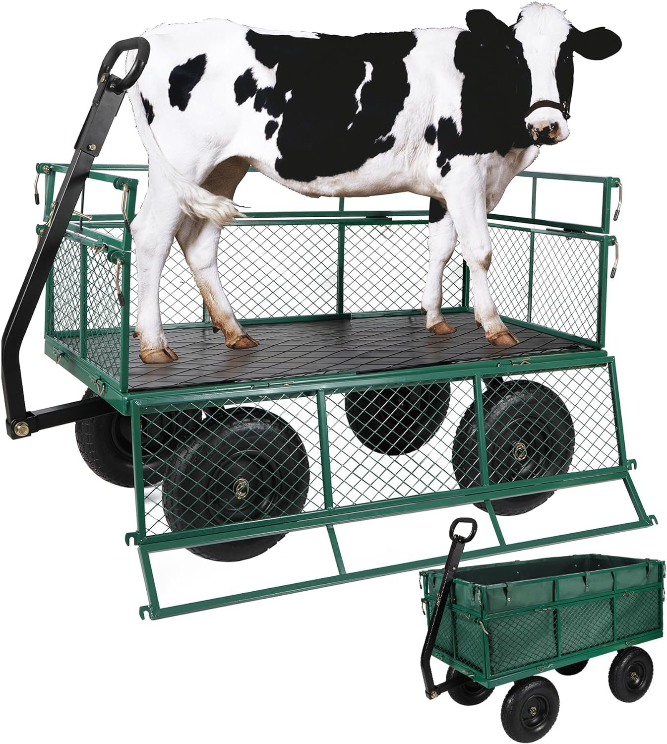 REDCAMP Heavy Duty Pullable Utility Garden Wagon Carts with Removable ...