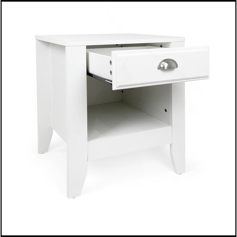 Table de chevet moderne avec tiroir, tables de chevet, tables de chevet de style Mid-Century avec tablette de rangement ouverte, table de chevet en bois, petites tables de chevet pour chambre à coucher, table de chevet à 2 niveaux