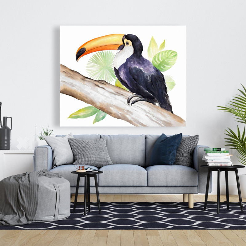 Toucan Perched - Bedroom Green Canvas for Home Decor