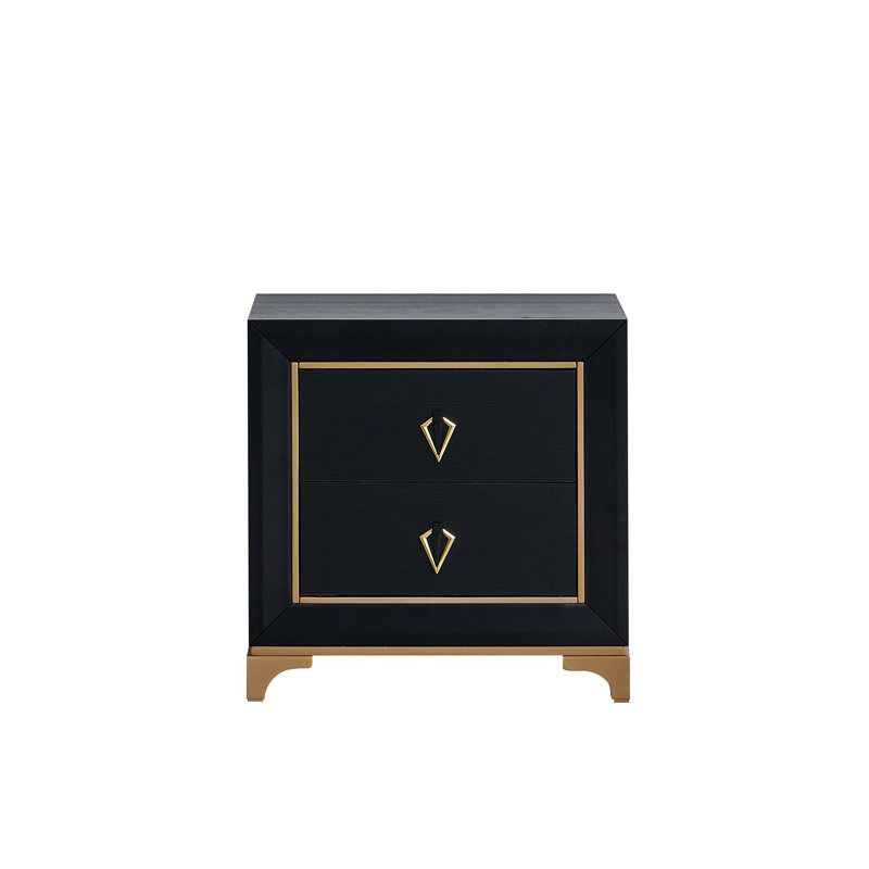 Kramer 24D8EB2388794E90AE0A2E8FD3B3DB86 NIGHTSTAND , Black/Gold