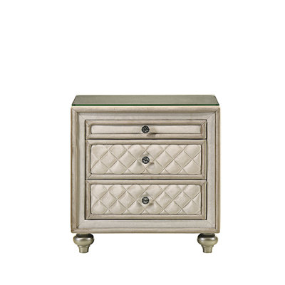 Upholstered Nightstand With Tufted Drawers, Bedside Table