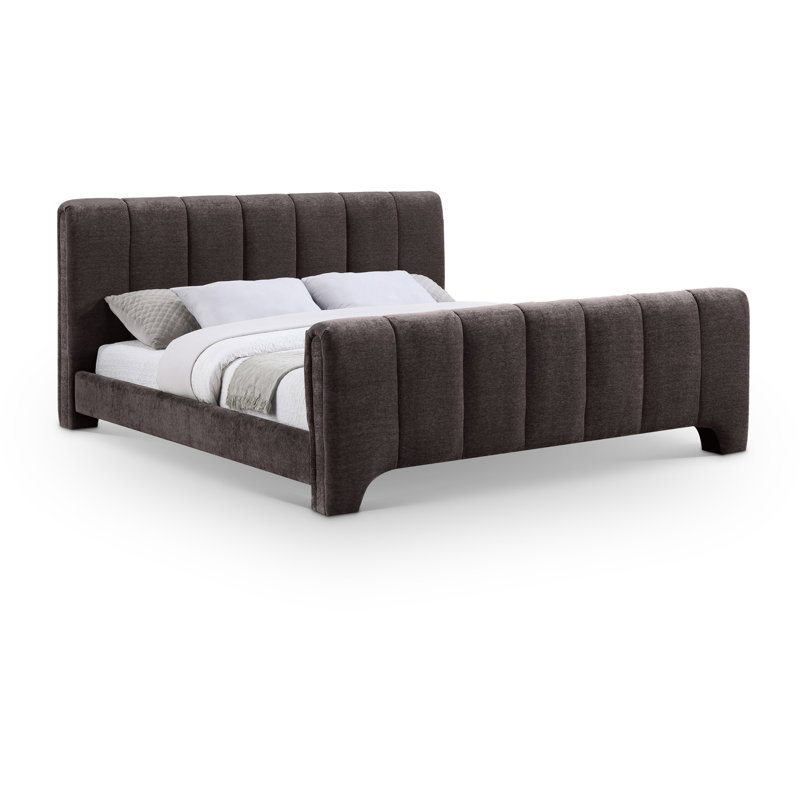 Lit en chenille Zerina, Très grand, Tissu chenille brun