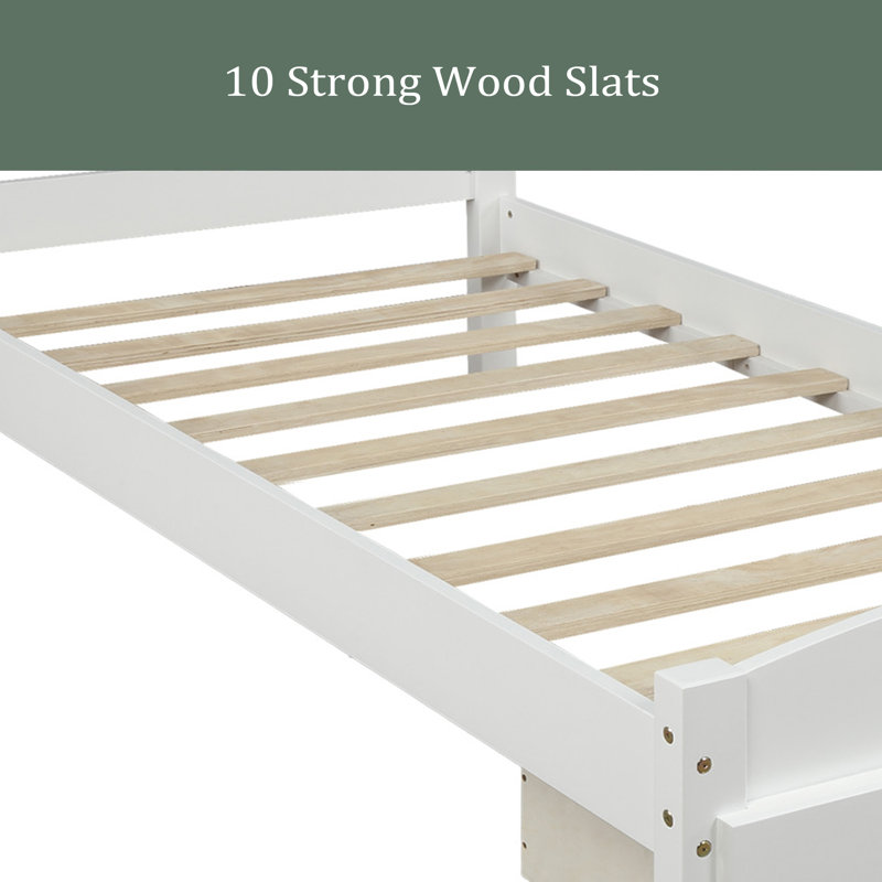 Slat Storage Bed, White