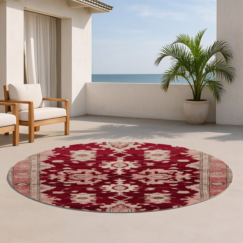Tapis d'intérieur et d'extérieur surteint beige, Rond 5 pi