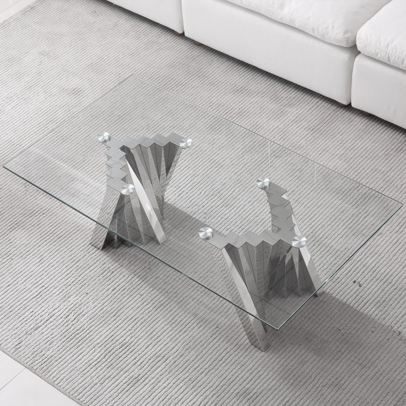 Bangor Glass Top Single Coffee Table, Silver