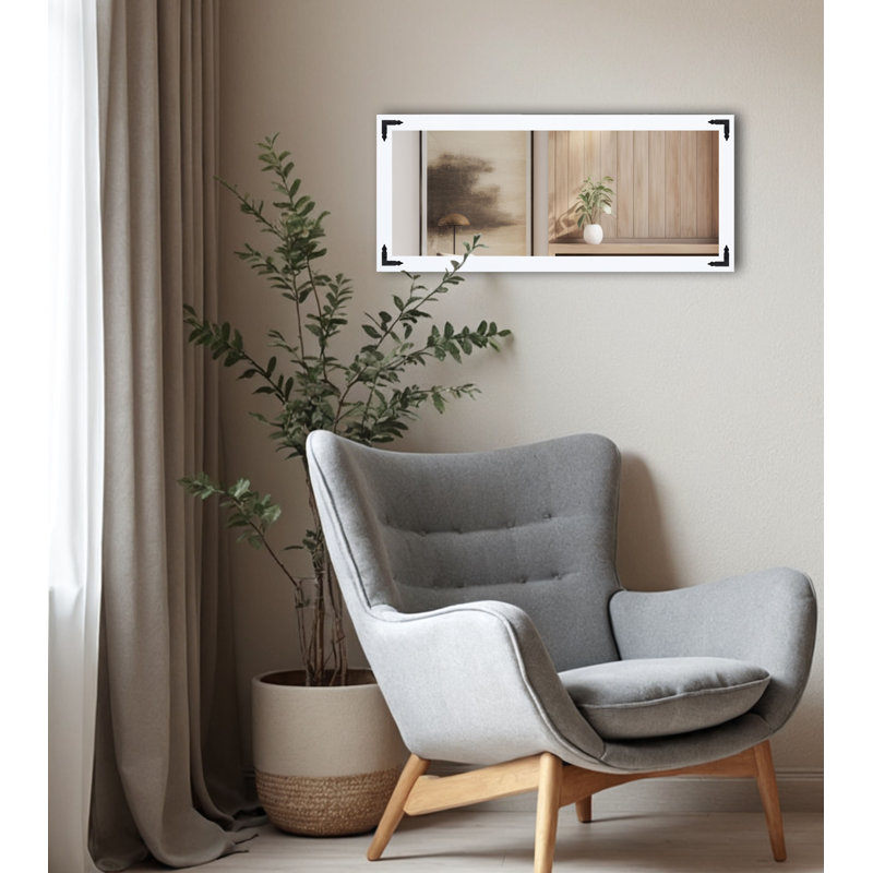 Heavner Flat Wall Mirror, 35" H x 18" W, White