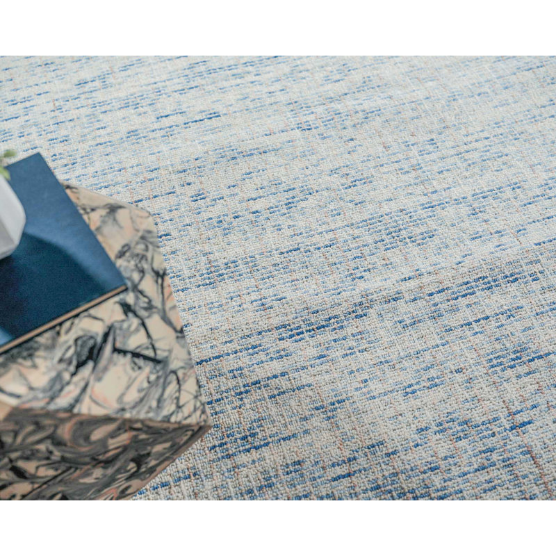 Ivory and Blue Hand-Tufted Wool Rectangular Rug, 12' x 15'