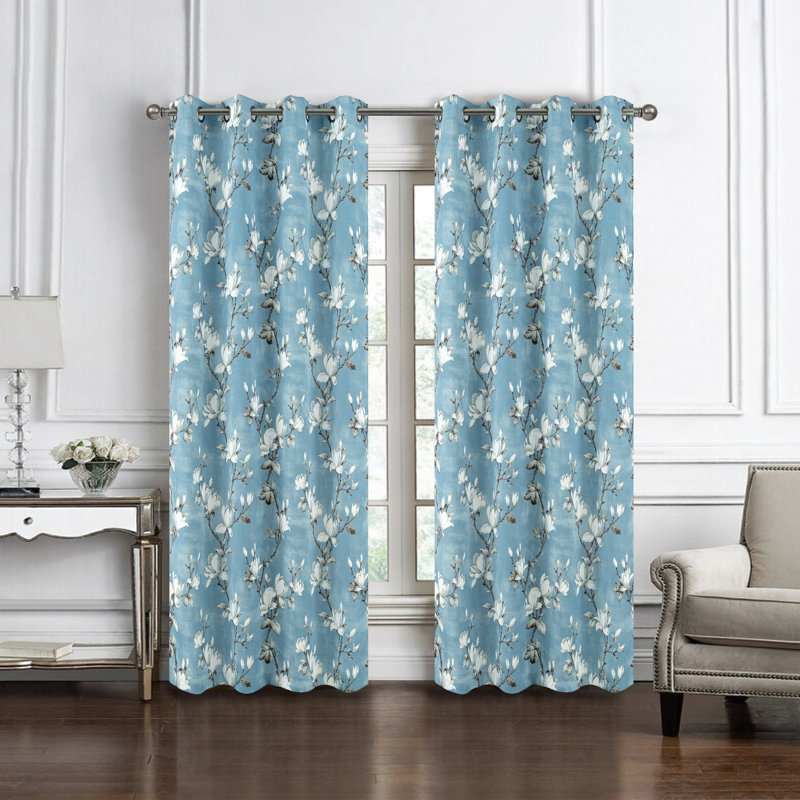 Panneau occultant avec œillets Blossom 90 po - bleu, Bleu, 90"