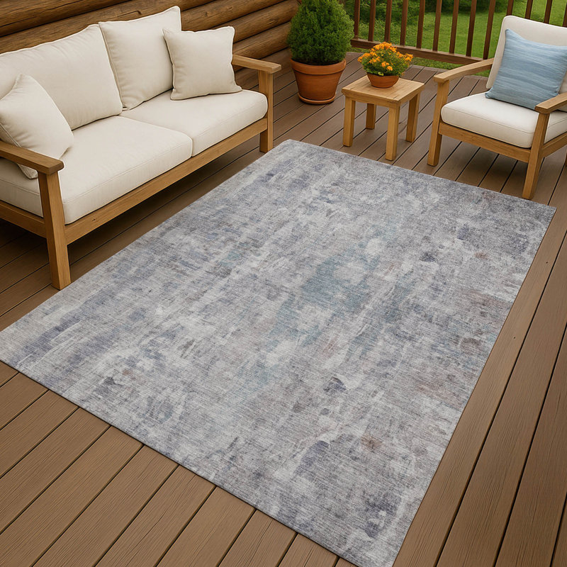 Tapis abstrait intérieur / extérieur lavable à la machine Mattis ACN2310, Rectangle 10 pi x 14 pi