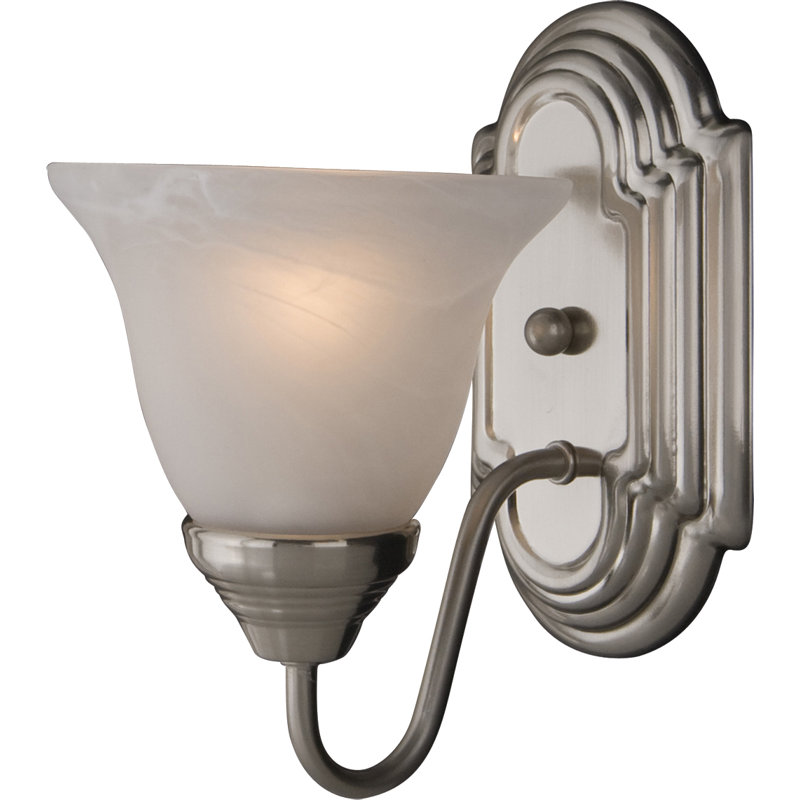 Armed Sconce, Marble, Satin Nickel