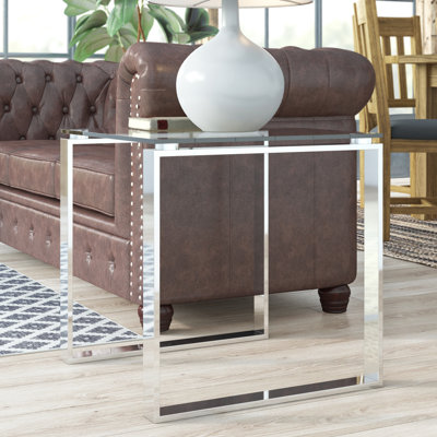 Duprey Glass Top Sled End Table