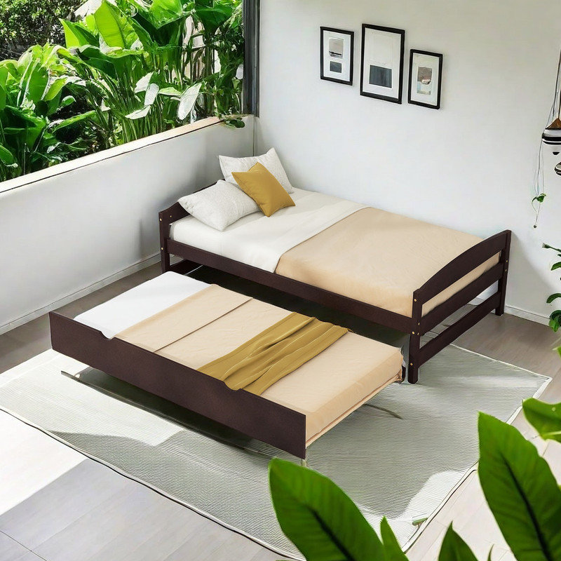 Twin Platform Bed with Trundle, Espresso