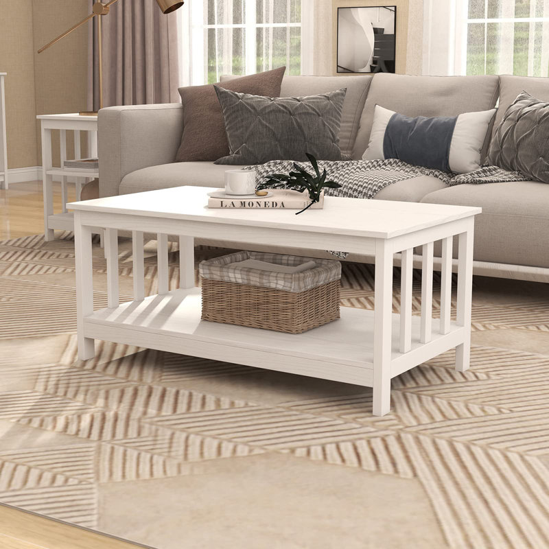 Table basse Briaroaks, Blanc, Blanc pur, H 18,1 po x L 39,9 po x l 22,04 po