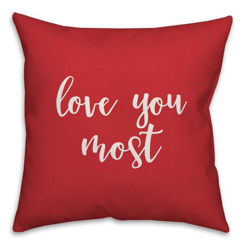  Coussin 16 po Love You Most, Coussin décoratif, Rouge / Blanc